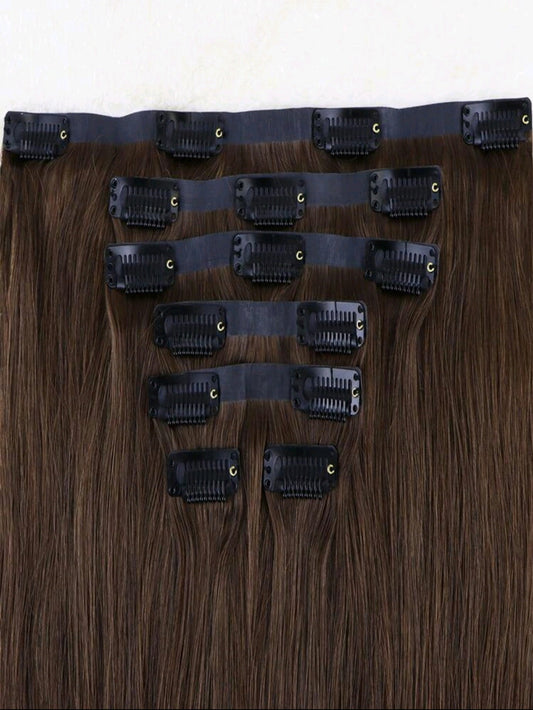 Brown straight clip-in Extensions