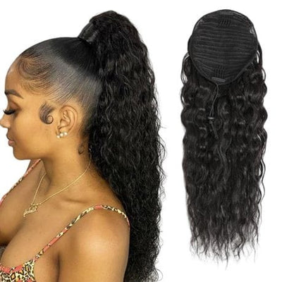 Drawstring Ponytail Water Wave Synthetic Hair Clip in Hair